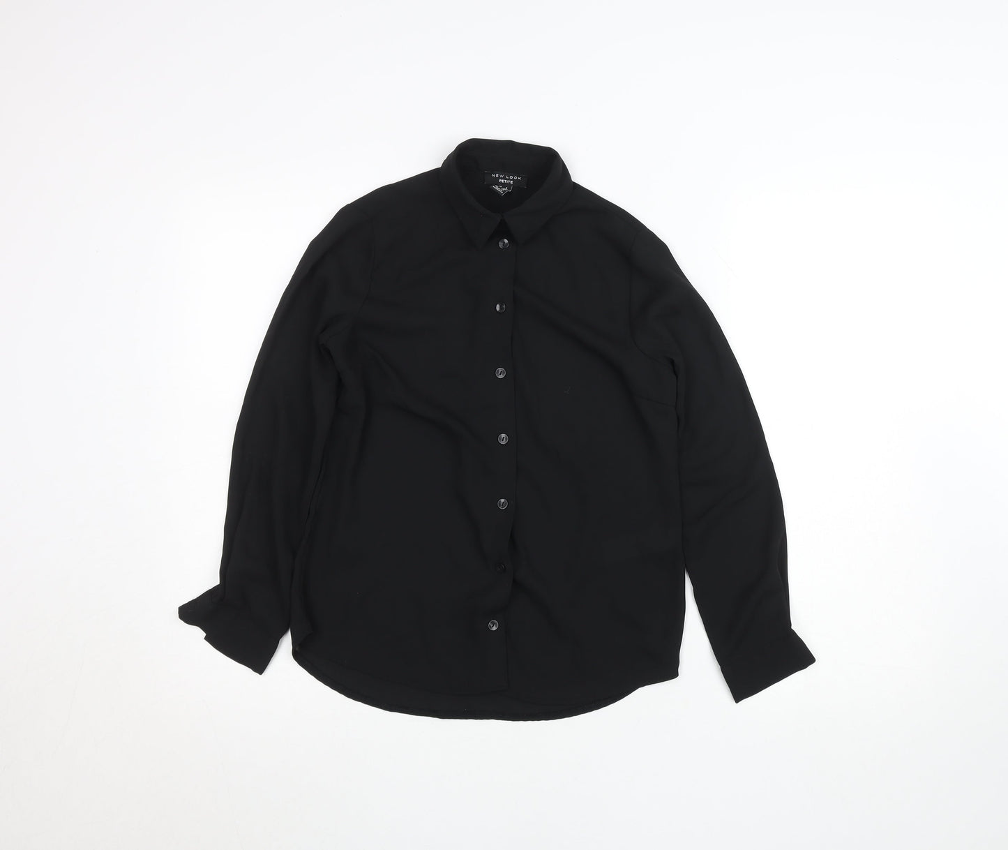 New Look Petite Black Long Sleeve Button-Up Blouse Size 4