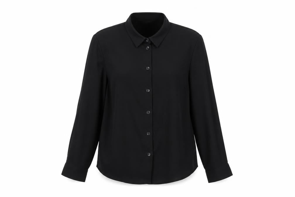 New Look Petite Black Long Sleeve Button-Up Blouse Size 4