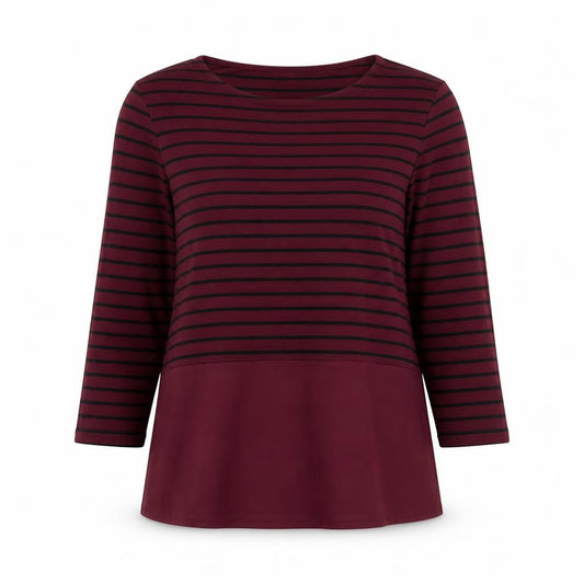Warehouse Women’s Red Striped Tunic Blouse Size 10 3/4 Sleeve