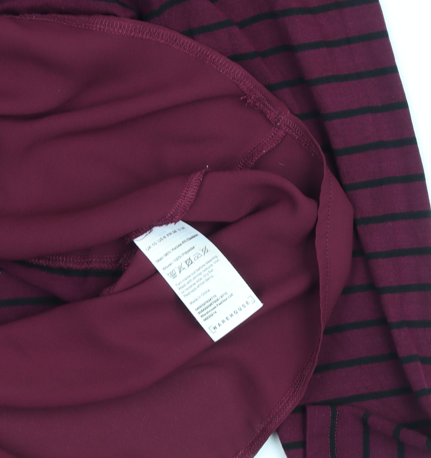Warehouse Women’s Red Striped Tunic Blouse Size 10 3/4 Sleeve