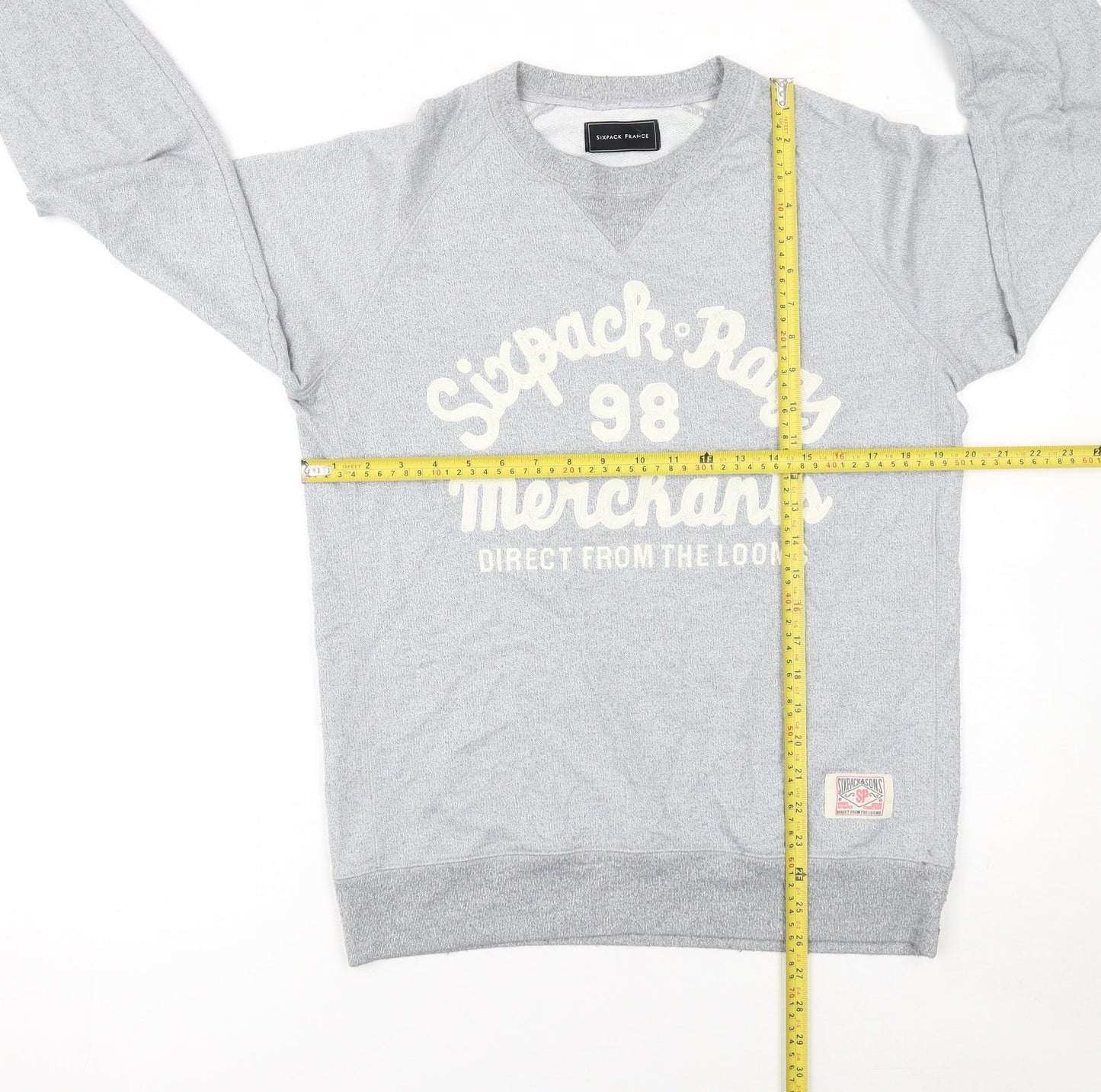 Sixpack France Men's Grey Crew Neck Pullover Sweatshirt M