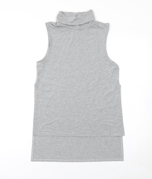 PrettyLittleThing Womens Grey Sleeveless Roll Neck Tank Top UK 10