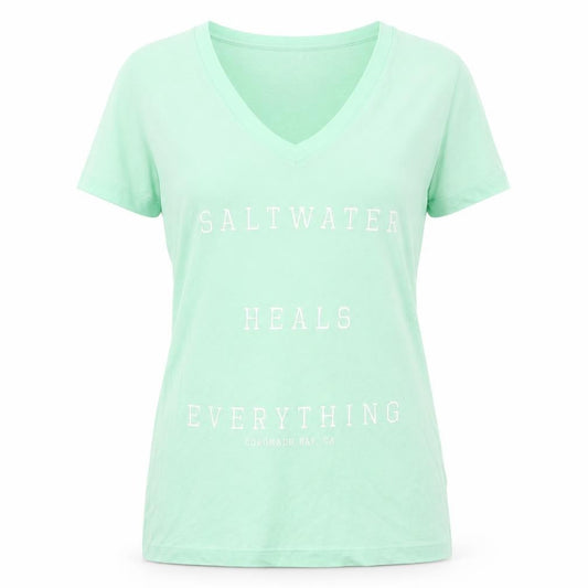 Coastal Classics Womens Green V-Neck Short Sleeve T-Shirt Size S