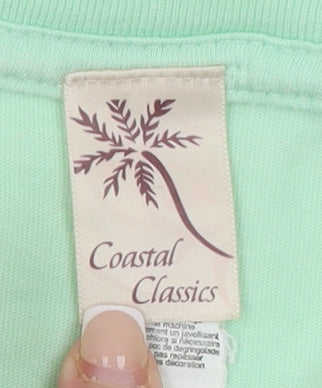 Coastal Classics Womens Green V-Neck Short Sleeve T-Shirt Size S