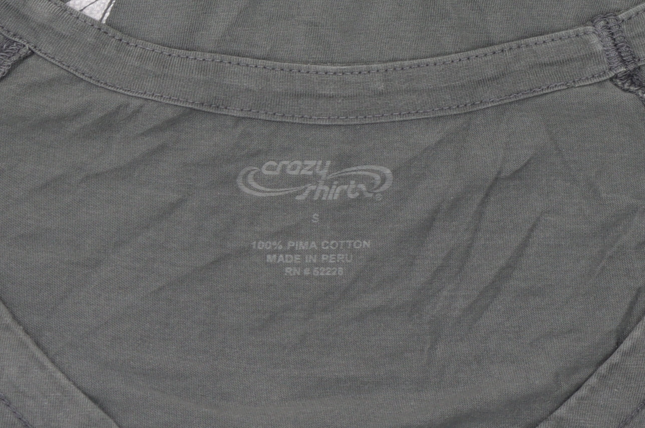Crazy Shirts Women's Grey Floral V-Neck Cotton T-Shirt Size S