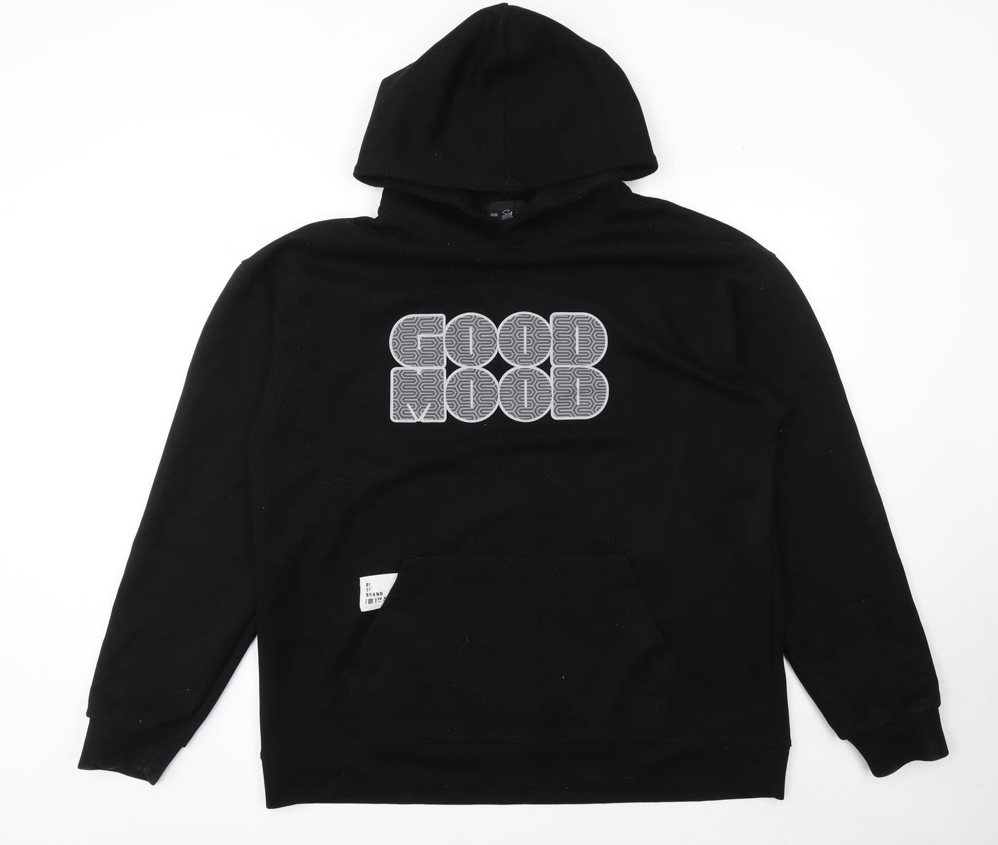 Six Collection Men's Black XL Pullover Hoodie with Graphic Print