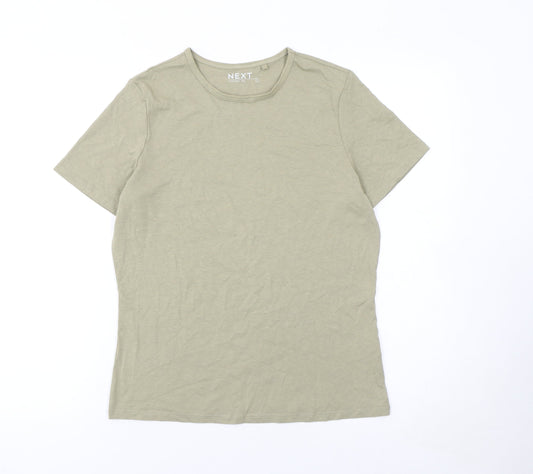Next Women Beige Cotton Blend Basic T-Shirt S Short Sleeve