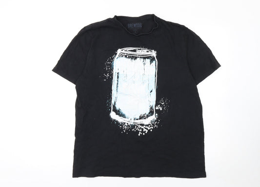 BrewDog Men's Black Graphic Beer Can T-Shirt Size L 100% Cotton