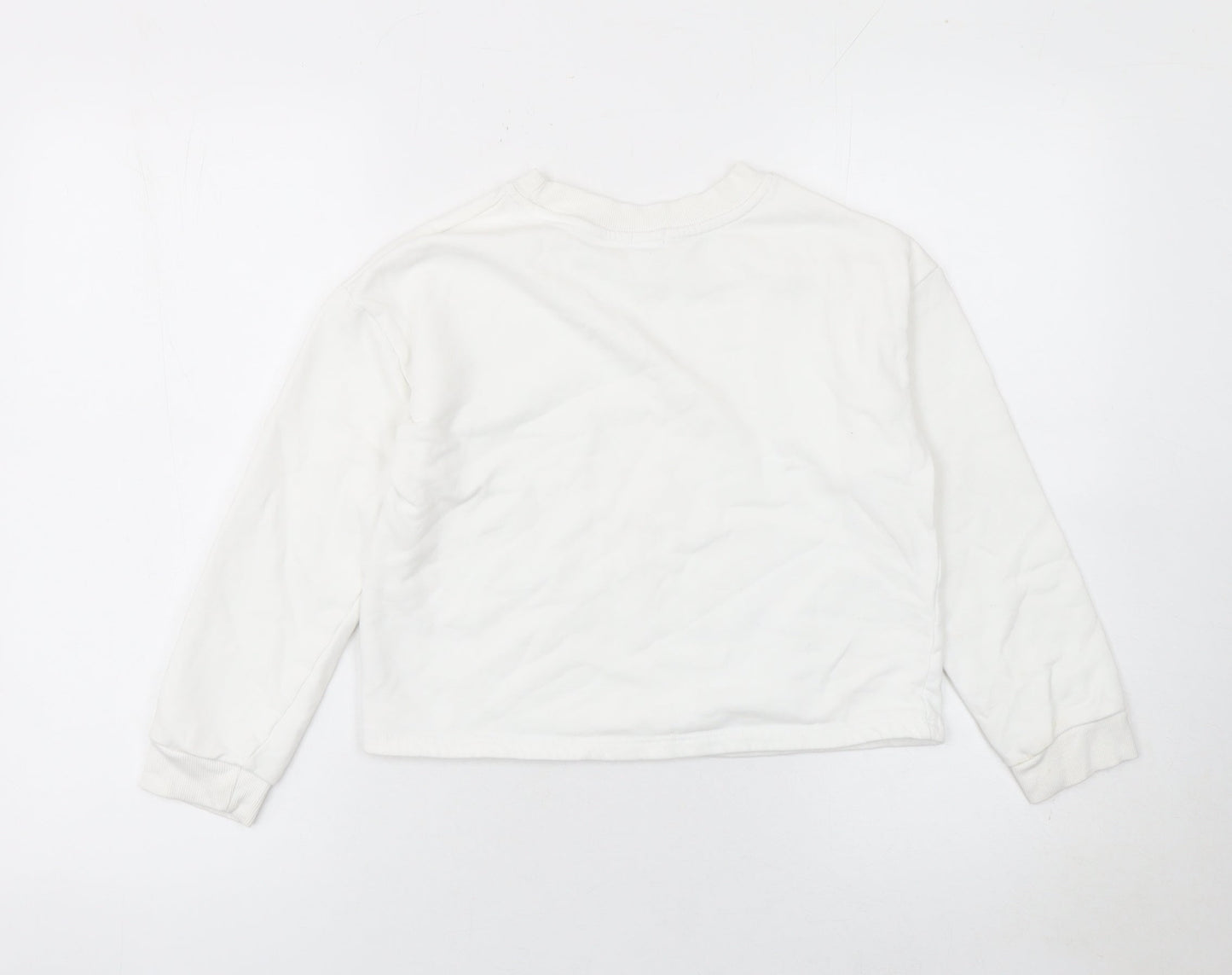 River Island Girls White Gold Logo Sweatshirt 9-10 Years Cotton Blend