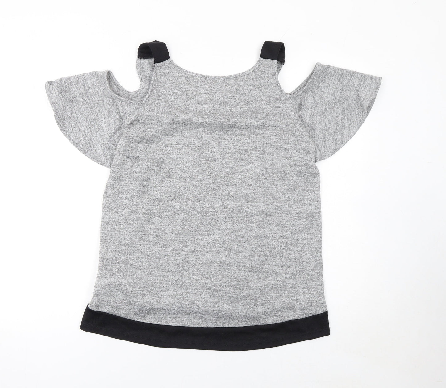 Lipsy Women’s Grey V-Neck Cold Shoulder Short Sleeve Top Size 8
