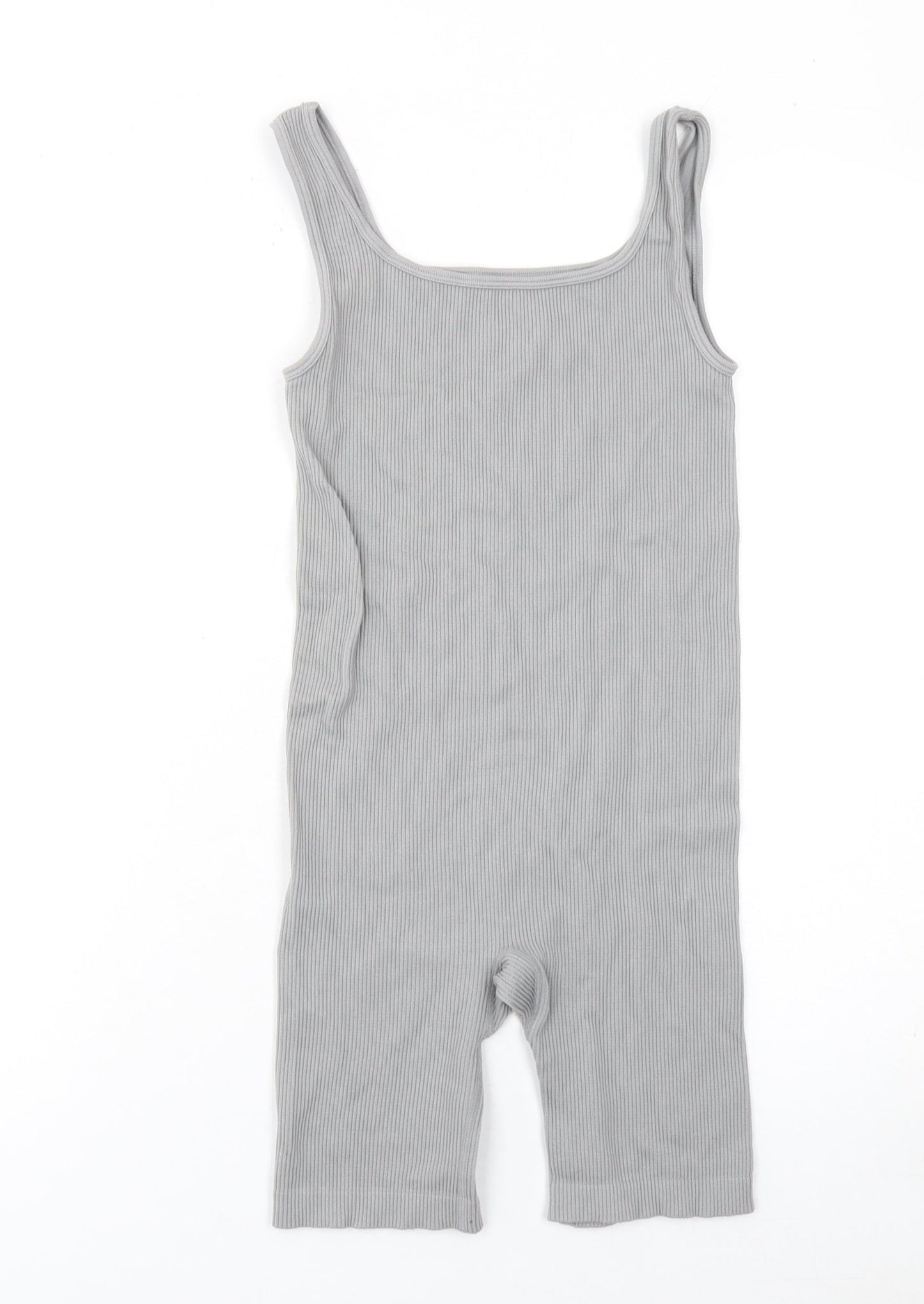 Matalan Girls Grey Ribbed Bodysuit One-Piece Large Sleeveless Stretch Fit