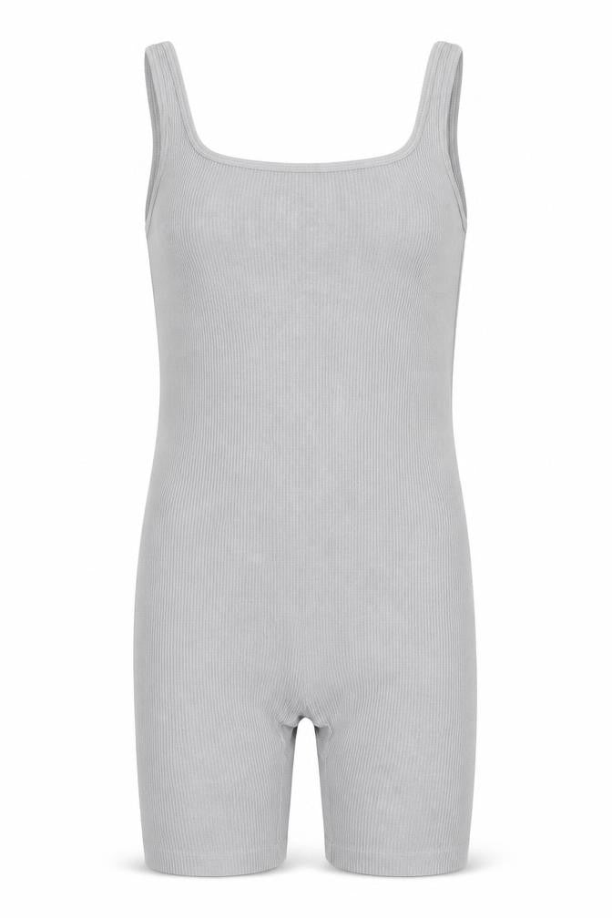 Matalan Girls Grey Ribbed Bodysuit One-Piece Large Sleeveless Stretch Fit
