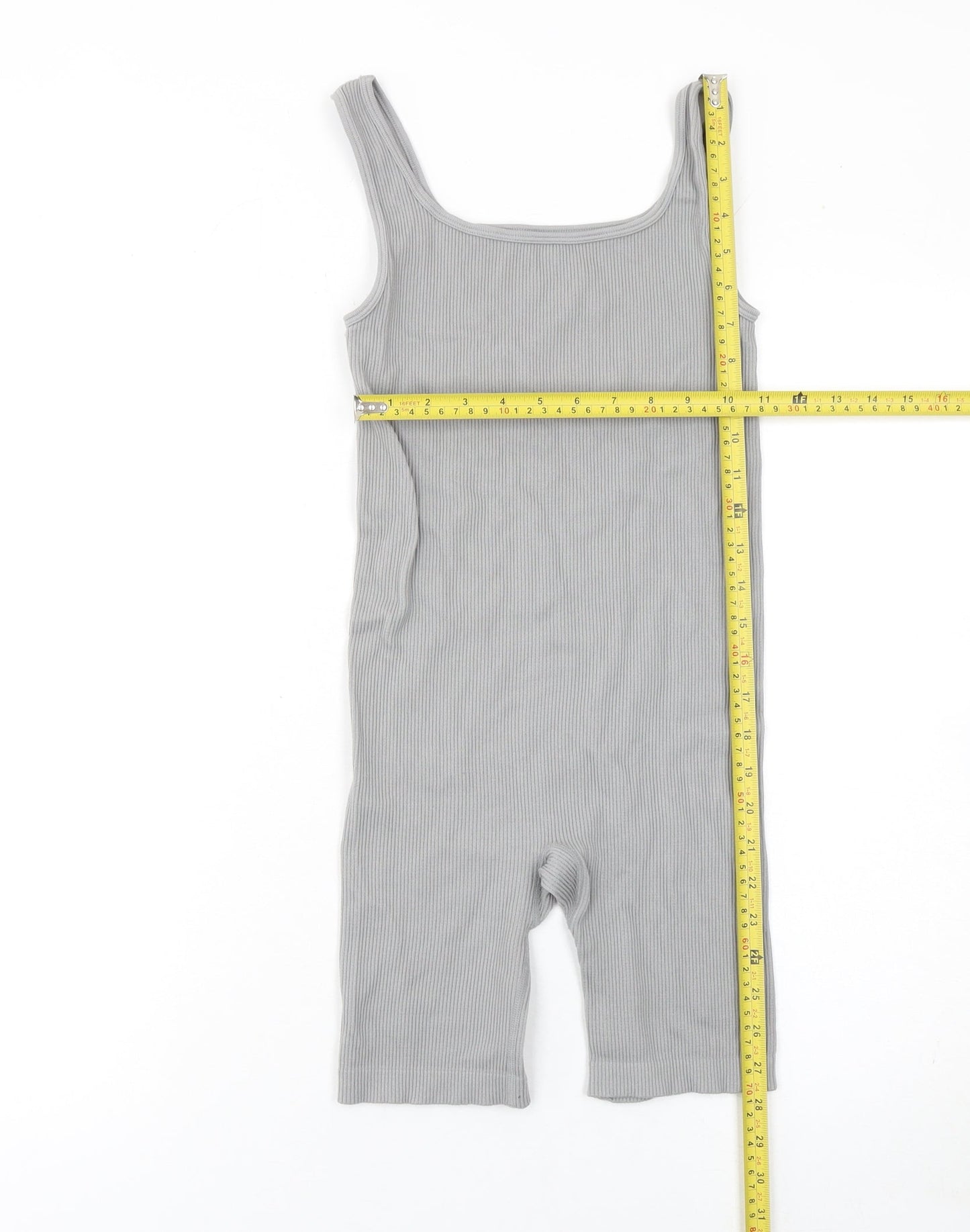 Matalan Girls Grey Ribbed Bodysuit One-Piece Large Sleeveless Stretch Fit