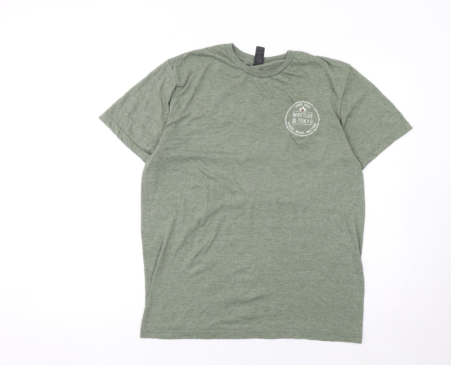 Gildan Men’s Green Tokyo Music Skull Graphic T-Shirt Size M
