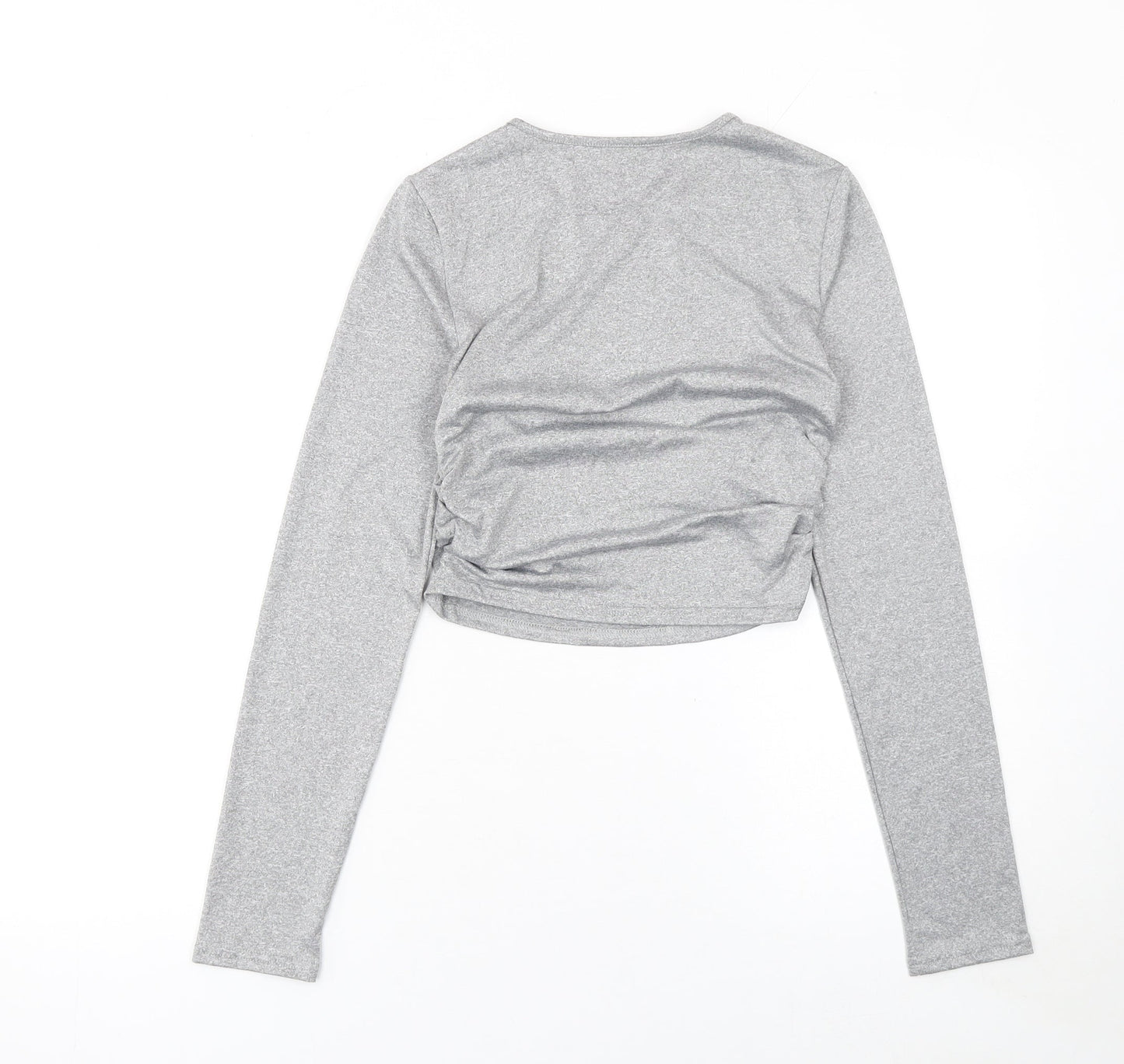 SHEIN Women’s Grey Cropped Long Sleeve Slim Fit Top Size 8