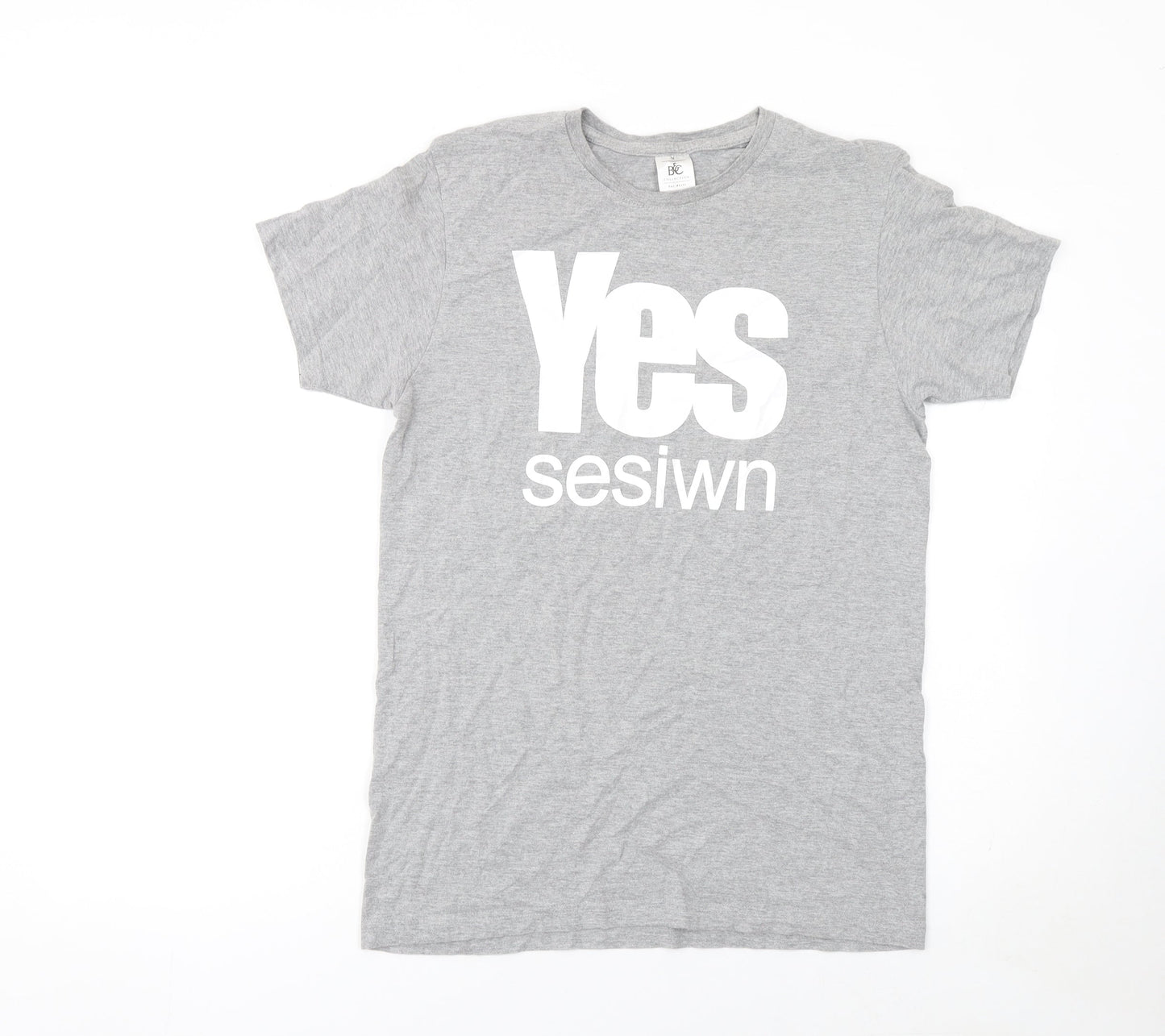 B&C Collection Men's Grey Yes Sesiwn Graphic Cotton T-Shirt M