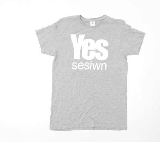 B&C Collection Men's Grey Yes Sesiwn Graphic Cotton T-Shirt M