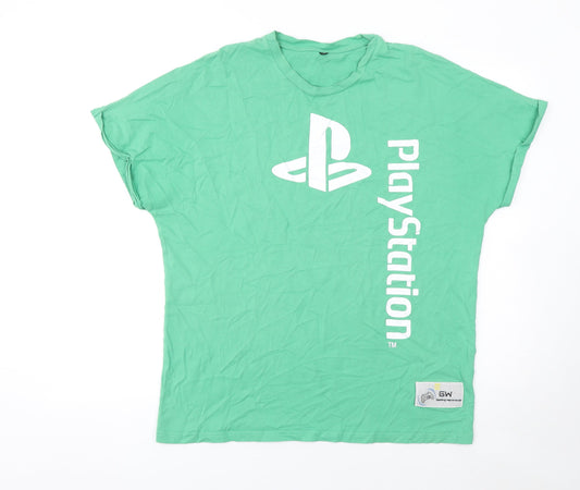 GW Men’s Green PlayStation Graphic Cotton T-Shirt XL