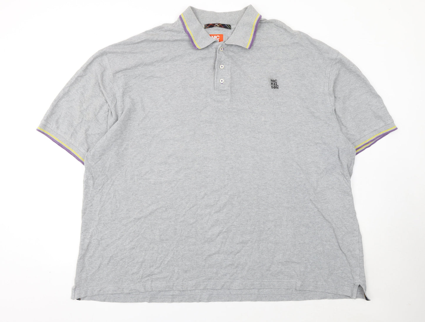 Nickelson Men's Grey 3XL Cotton Short Sleeve Polo Shirt