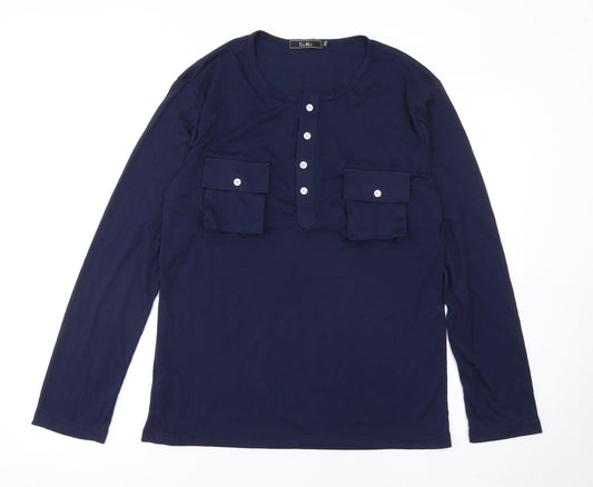 U2M2 Women's Blue Long Sleeve Button-Up Cotton Shirt 2XL