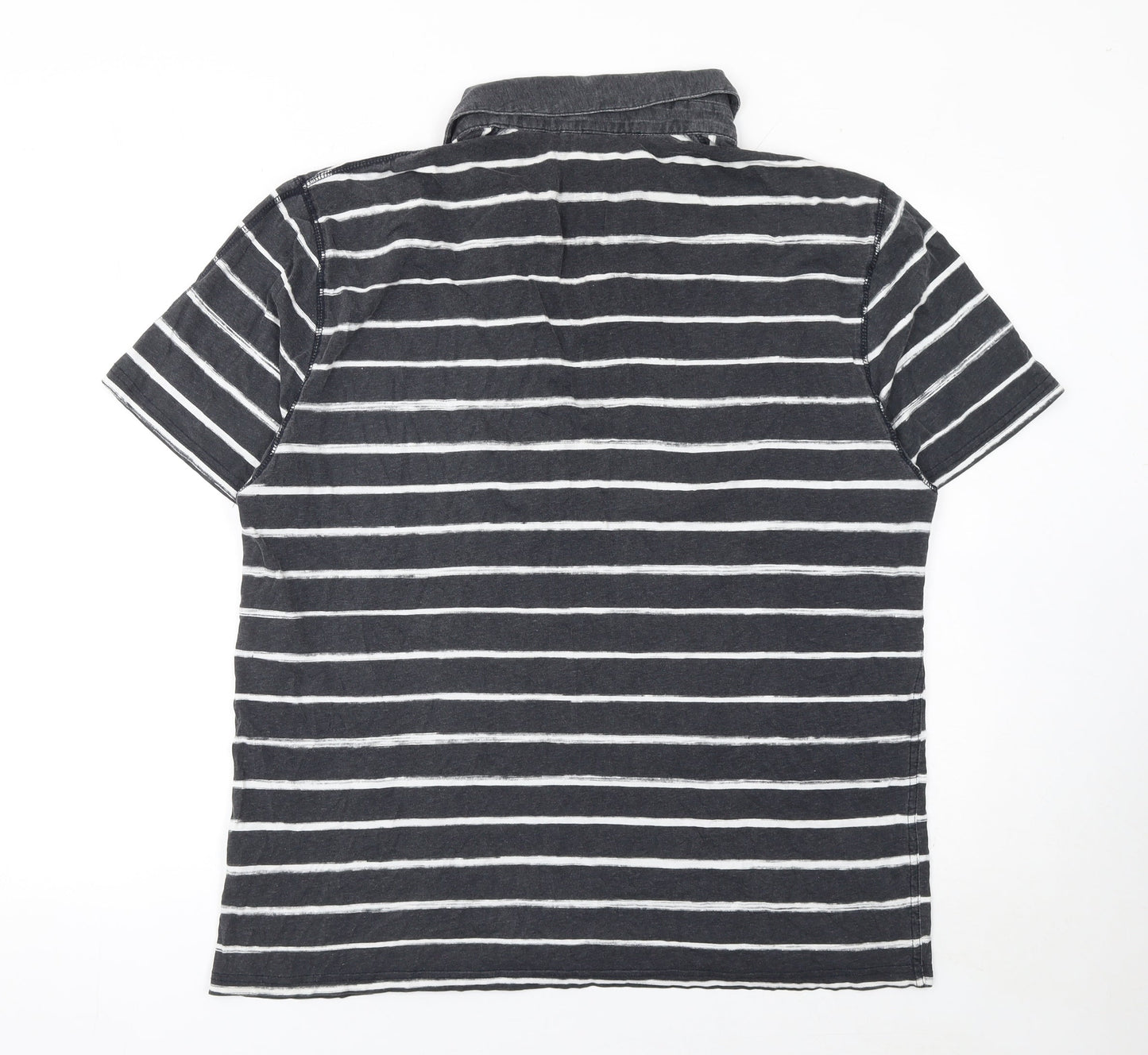 Buffalo David Bitton Men's Grey Striped Cotton Polo Shirt XL