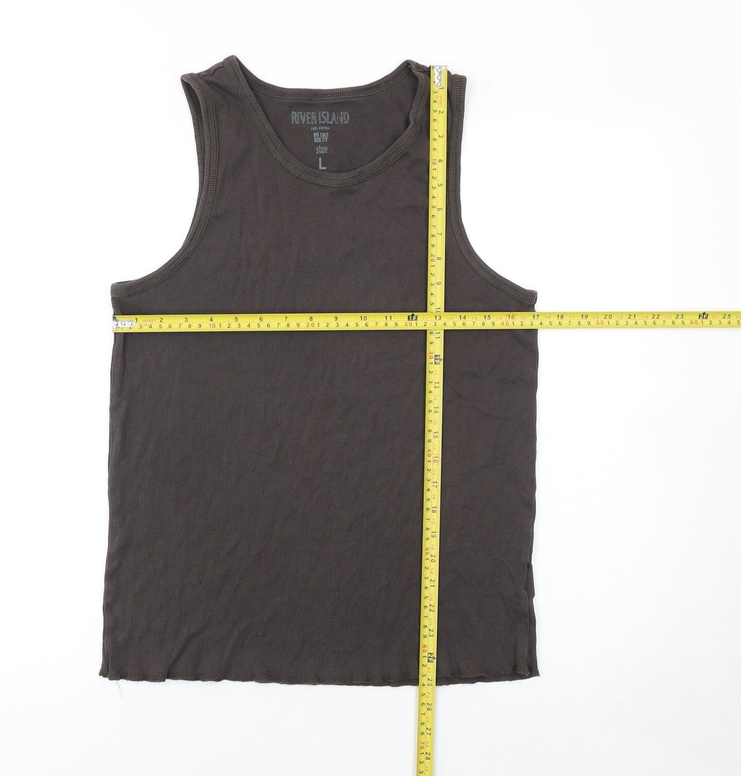 River Island Womens Black Cotton Tank Top Size L Basic Sleeveless