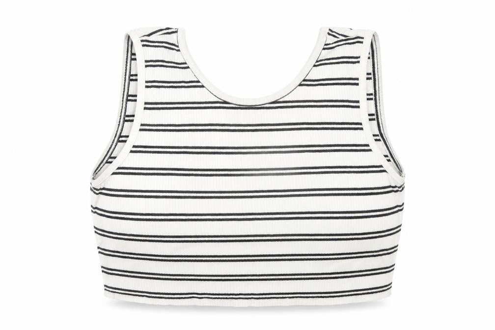 Weekday Women's White Black Striped Cropped Tank Top Size L