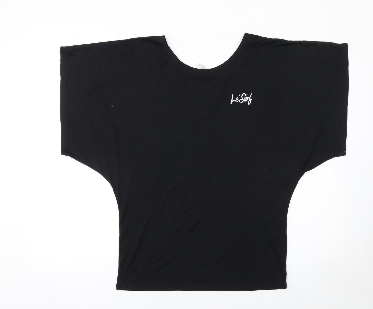 Le'Surf Women's Black Relaxed Fit Dolman Short Sleeve T-Shirt M