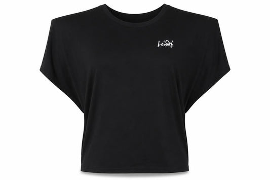 Le'Surf Women's Black Relaxed Fit Dolman Short Sleeve T-Shirt M