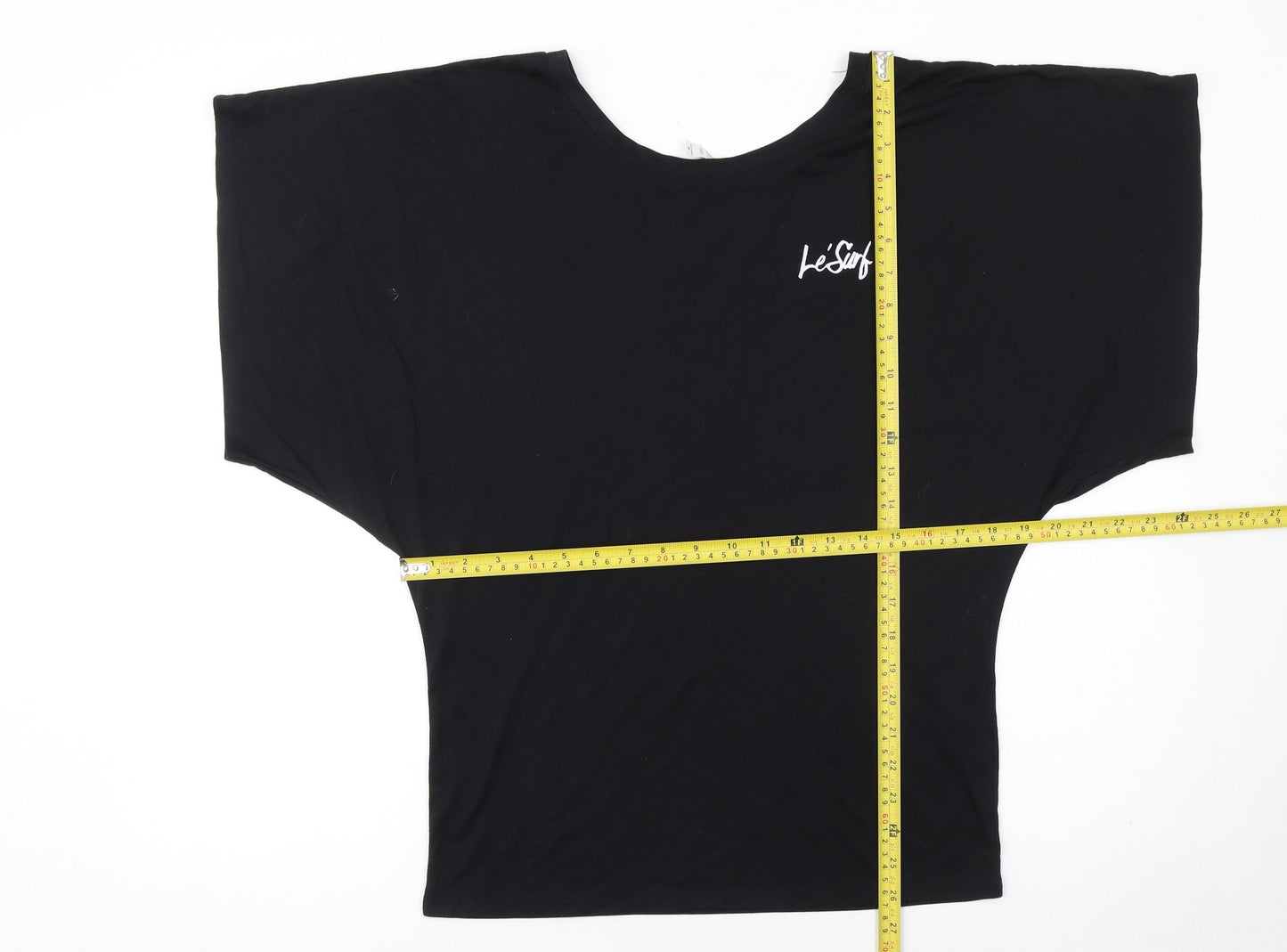 Le'Surf Women's Black Relaxed Fit Dolman Short Sleeve T-Shirt M