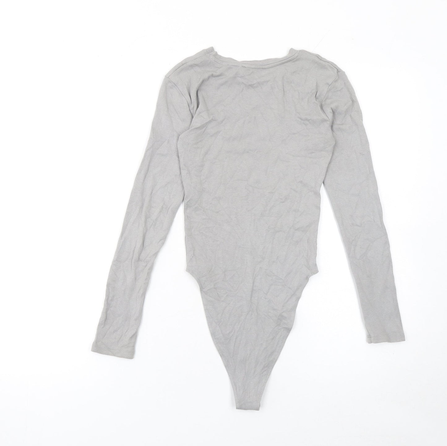 Zara Women Grey Long Sleeve Bodysuit Size S Viscose Cotton Blend
