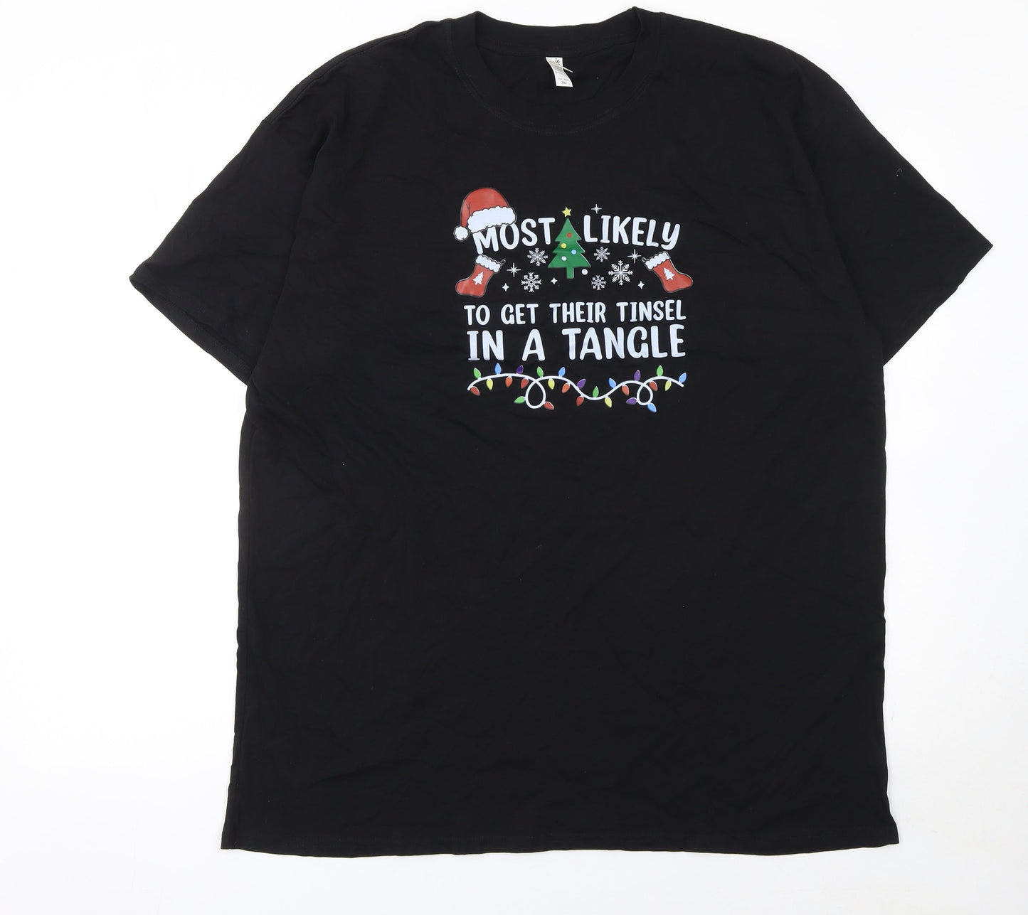 Casual Classics Men’s Black XL Christmas Funny Crew Neck T-Shirt