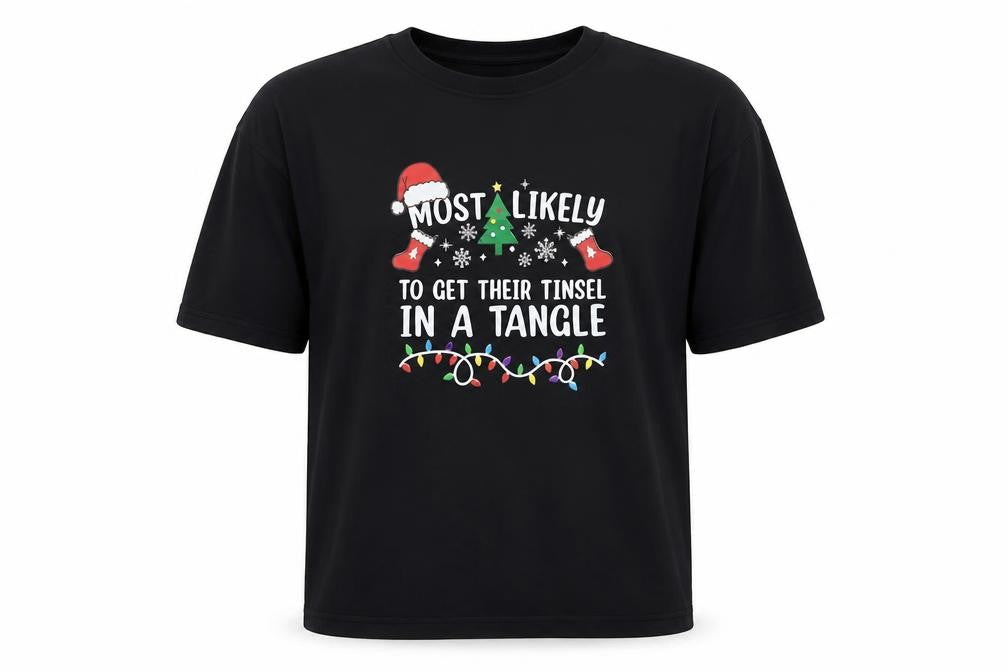 Casual Classics Men’s Black XL Christmas Funny Crew Neck T-Shirt