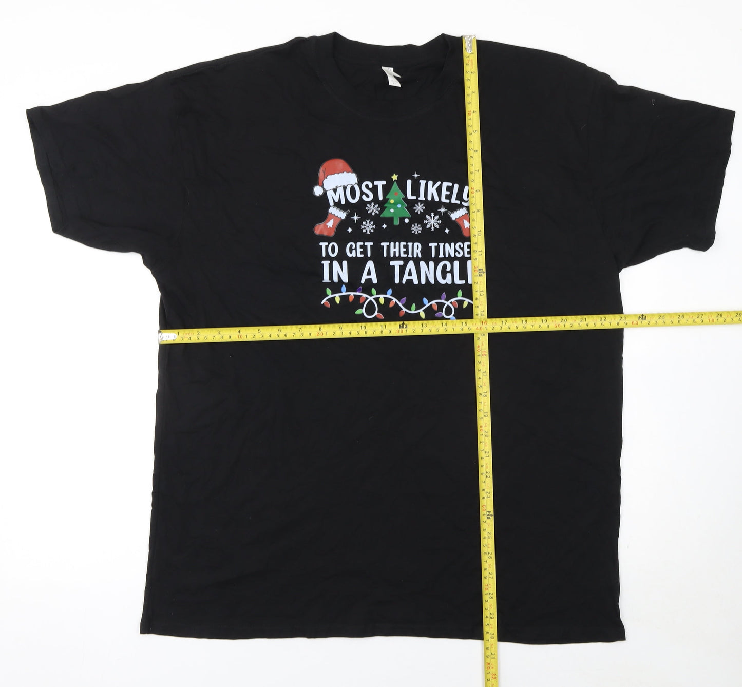 Casual Classics Men’s Black XL Christmas Funny Crew Neck T-Shirt