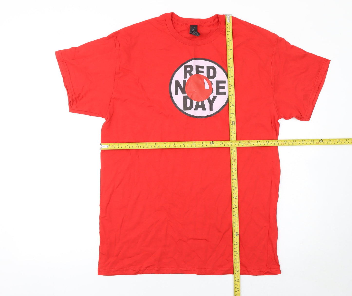 Gildan Men Red Red Nose Day Cotton Crew Neck Short Sleeve T-Shirt M