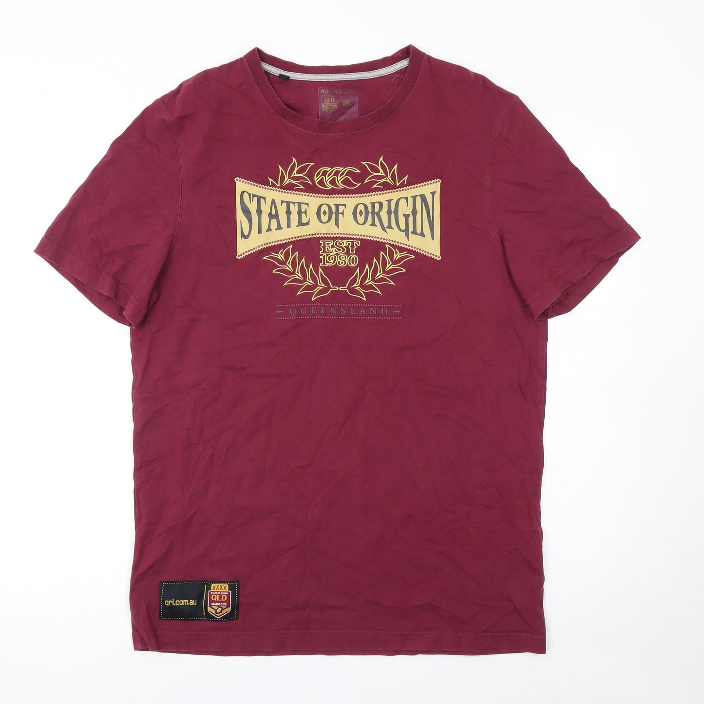 Canterbury Mens Red State of Origin QLD Maroons T-Shirt Size L Sports Jersey