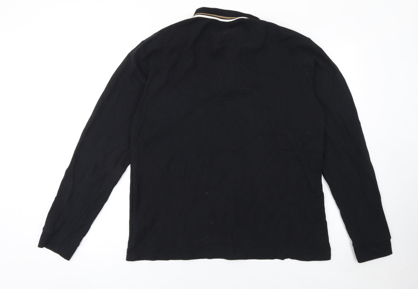 Threadbare Men's Black Long Sleeve Cotton Polo Shirt XL