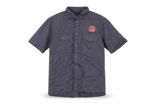 Urban Beach Men’s Grey Cotton Short Sleeve Button-Up Shirt L