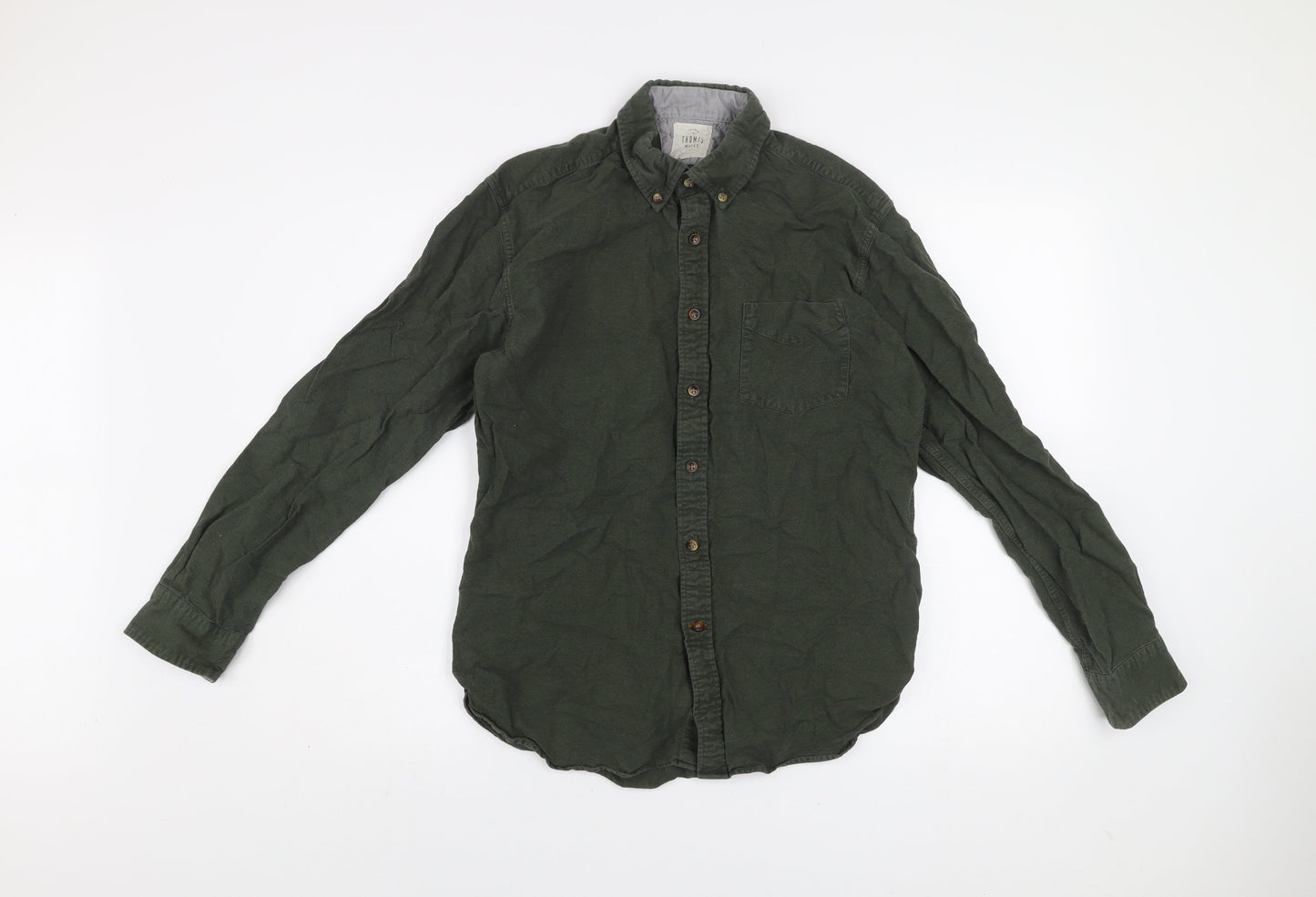 T.M. Lewin Thomas Mayes Men's Green Button-Up Cotton Shirt M