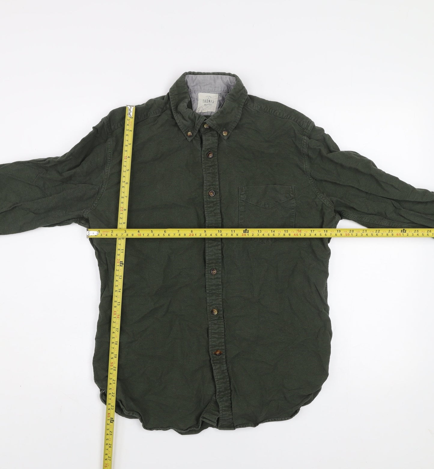 T.M. Lewin Thomas Mayes Men's Green Button-Up Cotton Shirt M
