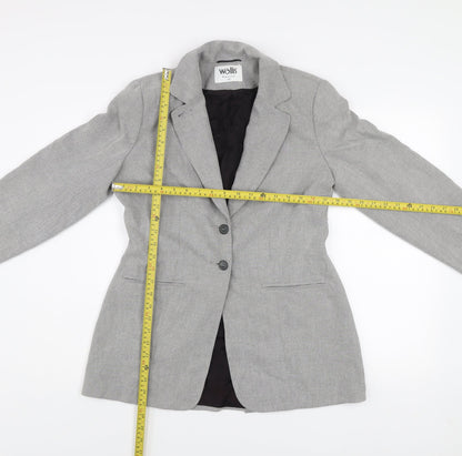Wallis Petite Women's Grey Blazer Size 12 Classic Work Jacket