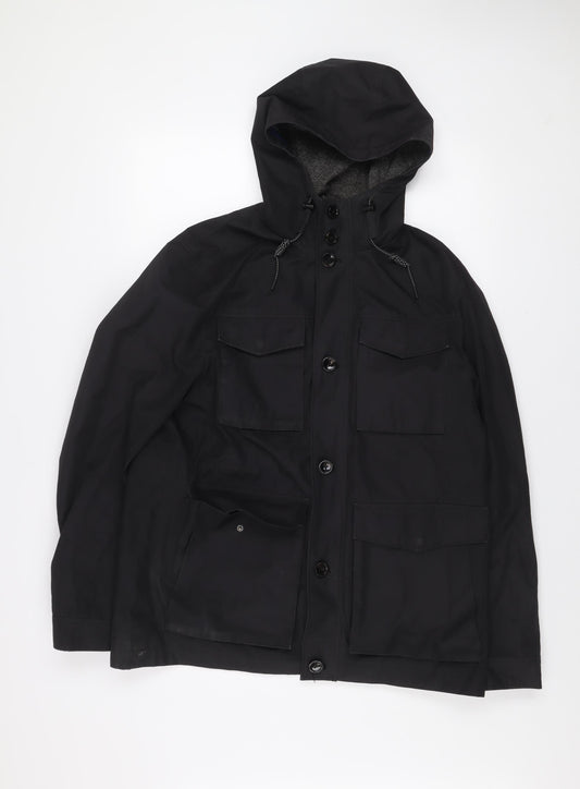 Ted Baker Men's Black L Hooded Parka Jacket Cotton Blend Lined