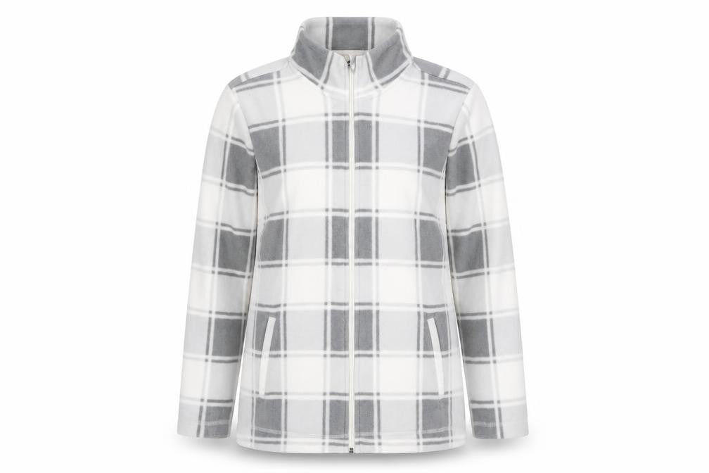 Damart Women’s Grey Check Fleece Full Zip Jacket M 14/16
