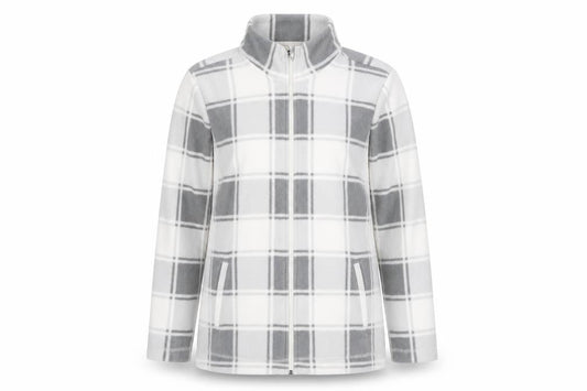 Damart Women’s Grey Check Fleece Full Zip Jacket M 14/16