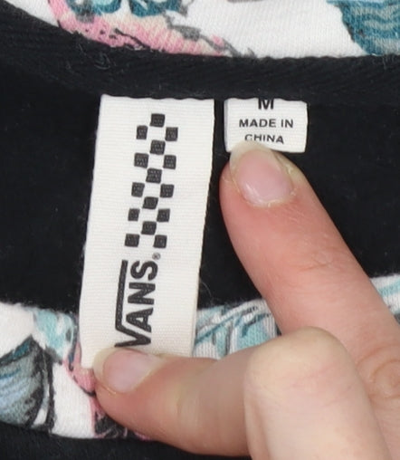 Vans Womens Black Floral Raglan Sweatshirt M Cotton Blend
