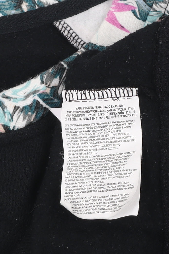 Vans Womens Black Floral Raglan Sweatshirt M Cotton Blend