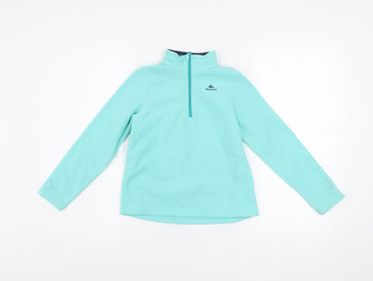 Quechua Girls Blue 7-8 Years Fleece 1/4 Zip Pullover Sweatshirt