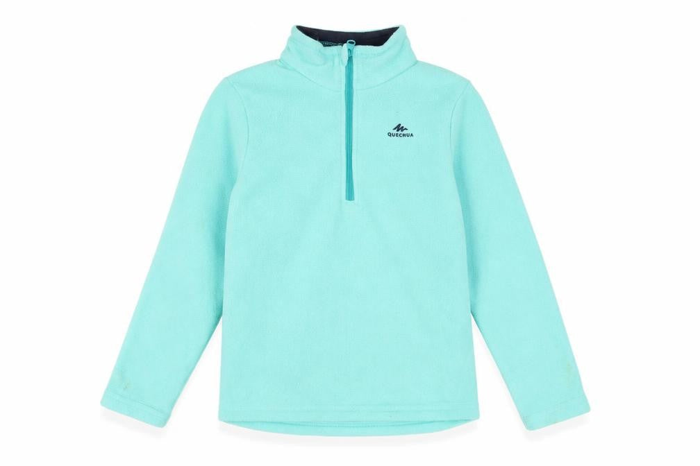Quechua Girls Blue 7-8 Years Fleece 1/4 Zip Pullover Sweatshirt