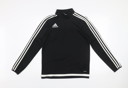 Adidas Boys Black 13-14 Years Pullover 1/4 Zip Sweatshirt