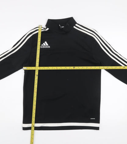 Adidas Boys Black 13-14 Years Pullover 1/4 Zip Sweatshirt